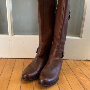 Wide calf leather boots
